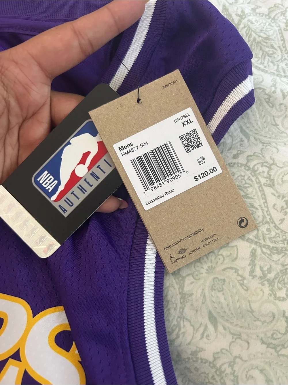 Jordan Los Angeles Lakers Purple and Yellow #23 Basketball Jersey